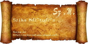 Szika Mátyás névjegykártya